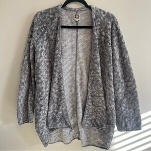 Anne Klein Soft Gray Cardigan Oversized Minimalist Classic